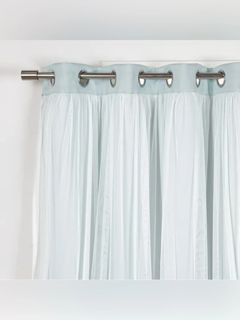 Brockham Solid Tulle Overlay Room Darkening Grommet Mint 63” Curtains Panels